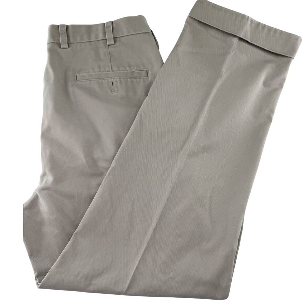 Brooks Brothers Dad Chino Pants Men 33x30 Khaki Pleated Cuffed Elliot Fit Cotton